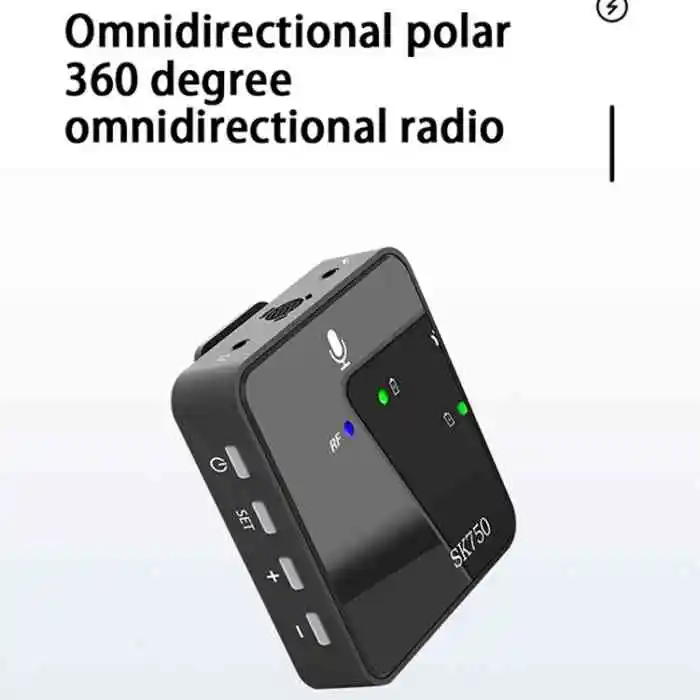 SK750 Wireless Lavalier  Microphone  for Phone DSLR Camera Smartphone 2.4GHz Wireless Mic Recording for Vlog